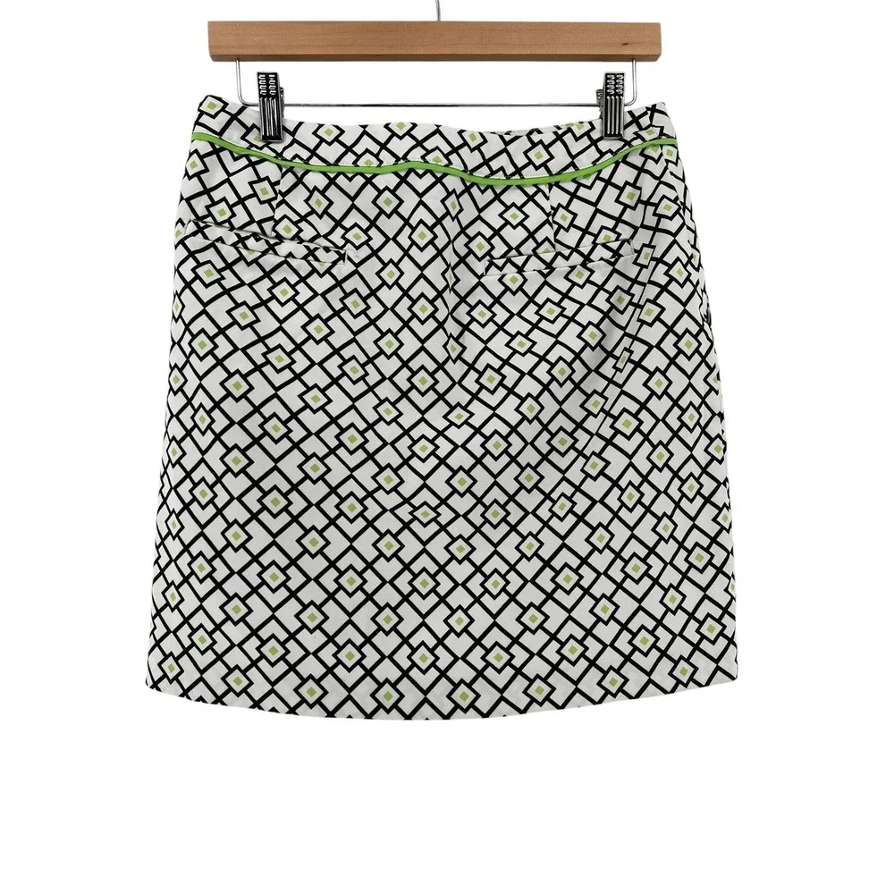 Fairway & Greene Skort Womens 6 White Geometric Print Golf A-Line Lined‎ Pockets